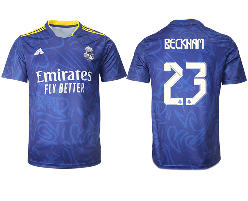 Men 2021-2022 Club Real Madrid away aaa version blue #23 Soccer Jersey->real madrid jersey->Soccer Club Jersey